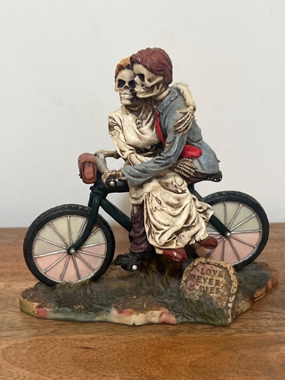 Love Never Dies Skeleton Couple On Bicycle Figurine By Pacific Giftware